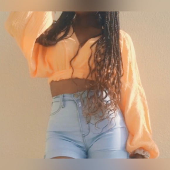 Boohoo Orange Jersey Knit Tie Waist Top - Picture 7 of 7